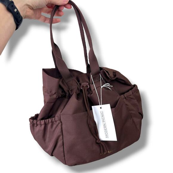 Modern Picnic NWT Dark Brown Insulated Polyester Lightweight Chic Tote Lunch Bag - Picture 11 of 13